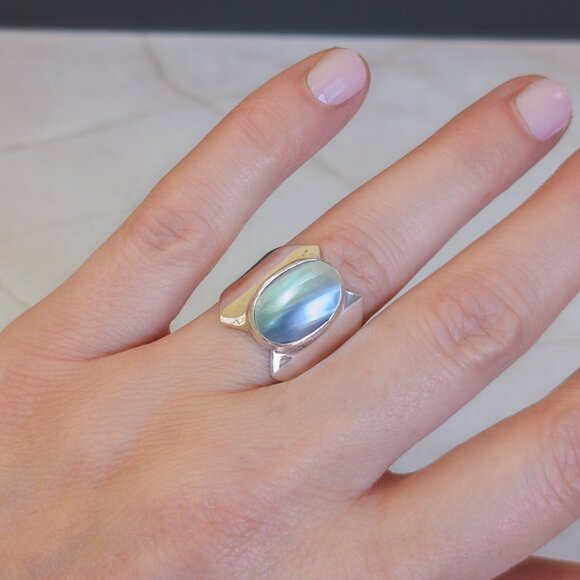 DTR (Jay King) Sterling Mother-of-Pearl Shield Ring — Size 7.25 - Picture 10 of 15